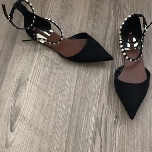 Zara black flats with pearl details